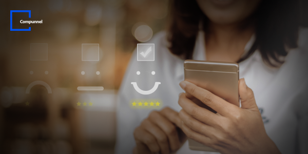 The Key To Agile Mortgage Bfsi Operations: Insights Into Power Platform Capabilities 4 Smiling woman giving a five-star rating on a smartphone, signifying positive customer service feedback.