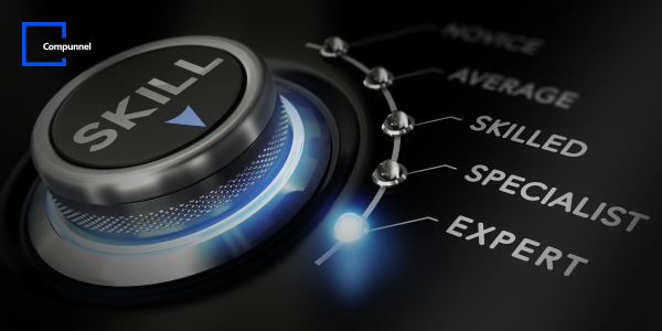 The Key To Agile Mortgage Bfsi Operations: Insights Into Power Platform Capabilities 6 Dial turned up to 'EXPERT' level next to a progression meter ranging from 'NOVICE' to 'EXPERT', symbolizing the high skill level and expertise offered