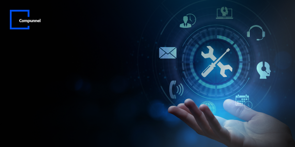 The Key To Agile Mortgage Bfsi Operations: Insights Into Power Platform Capabilities 7 Open hand with a holographic overlay of technical support icons, including a wrench, screwdriver, and communication symbols, indicating comprehensive tech assistance