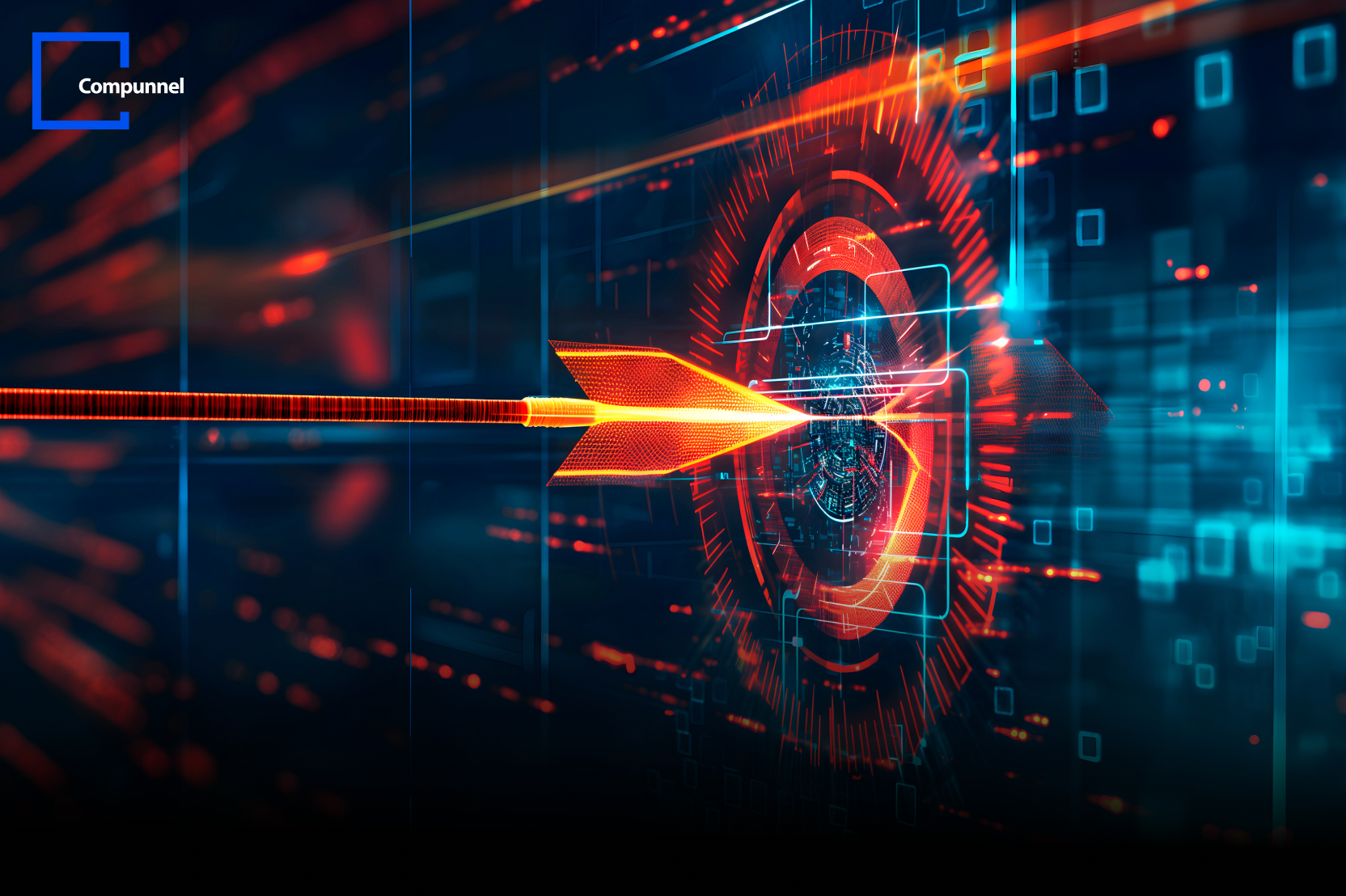 Arrow hitting a digital target representing operational efficiency with Compunnel DataVision Service